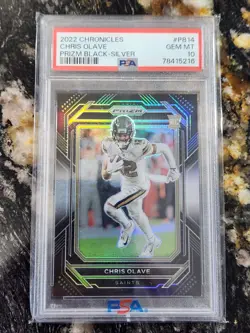 2022 Chris Olave RC #PB14 Prizm Black Silver Psa 10 Gem Mint◇ - Image 1