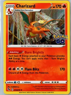 Charizard Holo Pokemon GO 010/078 Rare Near Mint - Pokemon Card - Image 1