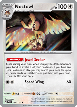 Noctowl 78/131 Rare Holo | Prismatic Evolutions | Pokemon Card - Image 1