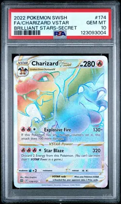 PSA 10 Charizard Vstar Brilliant Stars 174/172 GEM MINT Graded Pokemon Card P1 - Image 1