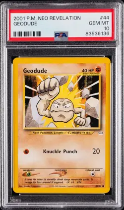 2001 POKEMON NEO REVELATION #44 GEODUDE PSA 10 - Image 1