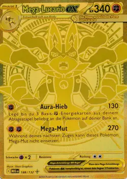 Mega-Lucario Ex 188/132 Mega Entwicklung DE Gold - Hyper Rare NM - Pokemon - Image 2