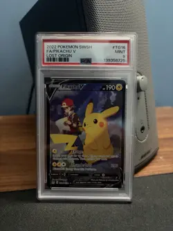 PSA 9 Pikachu V TG16/TG30 Lost Origin Trainer Gallery Pokemon SWSH 2022 - Image 1