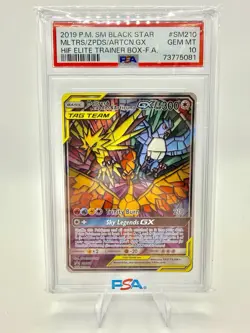 2019 POKEMON SM BLACK STAR PROMO #SM210 MOLTRES ZAPDOS ARTICUNO GX PSA 10 - Image 1