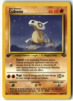 Cubone ⭐ 50/64 1st Edition Common Jungle Vintage WOTC 1999 Pokemon LP - Image 1