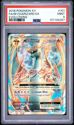 2016 POKEMON XY EVOLUTIONS #101 FULL ART/M CHARIZARD EX PSA 9 - Image 1