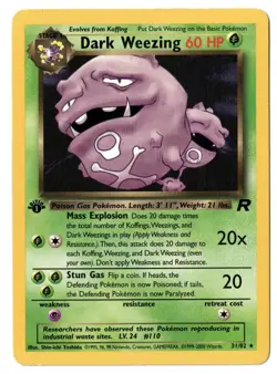 Pokemon EN Team Rocket Dark Weezing Non-Holo 1st Ed 31/82 LP - Image 1