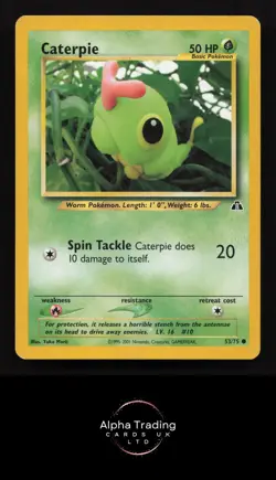 Caterpie 53/75 Common Neo Discovery Pokemon Unlimited Moderately Played - Image 1