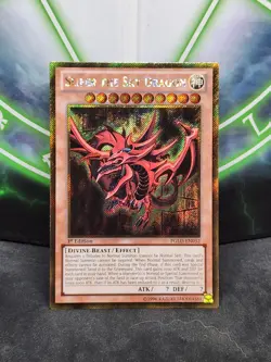 Yugioh Slifer the Sky Dragon PGLD-EN032 Gold Secret Rare 1st Edition NM - Image 1
