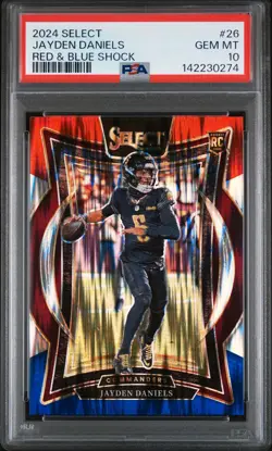 2024 PANINI SELECT RED & BLUE SHOCK #26 JAYDEN DANIELS PSA 10 - Image 1