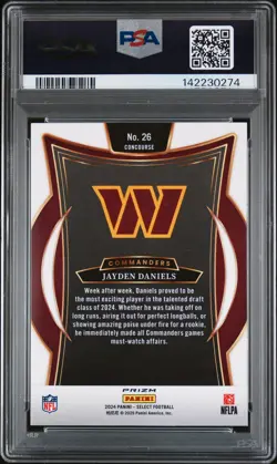 2024 PANINI SELECT RED & BLUE SHOCK #26 JAYDEN DANIELS PSA 10 - Image 2