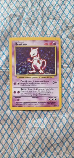 Mewtwo 10/102 Base Set Holo Rare Unlimited Moderately Played Pokemon TCG 1999 - Image 1