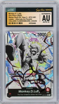 CGC Auth Auto 10 C. Clinkenbeard Monkey.D.Luffy ST21-001 SDEX Gear 5 Alt Art Par - Image 1