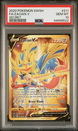 2020 POKEMON SWORD & SHIELD SECRET #211 FULL ART/ZACIAN V PSA 10 - Image 1