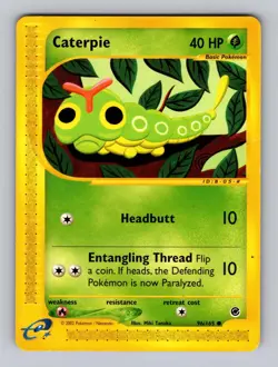 Caterpie 96/165 Common Expedition Base Set Pokemon Damaged - Image 1