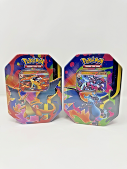 Pokemon TCG Mega Charizard X Y Tins Sealed Set of 2 Phantasmal Flames New - Image 1
