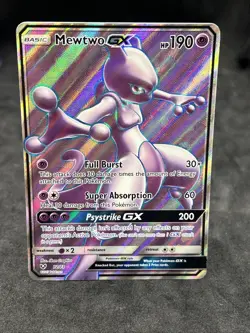 2017 Pokemon Mewtwo GX 72/73 Shining Legends Ultra Rare Full Art Holo NM - Image 1