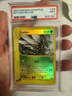 2003 Pokemon Scyther Reverse Holo E Reader Aquapolis 106/147 - PSA 9 Mint! WOTC - Image 3