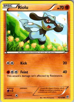 Riolu Plasma Storm 76/135 Common Pokemon Near Mint - Image 1