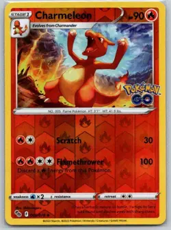 Charmeleon 009/078 Uncommon Pokemon GO Pokemon Reverse Holo Near Mint - Image 1