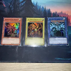 Yugioh God Set LC01-EN001 LC01-EN002 LC01-EN003 LP - MP Slifer Ra Obelisk - Image 1