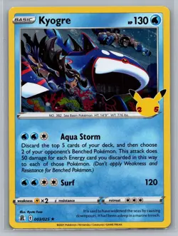 Kyogre 003/025 Holo Rare Celebrations Pokemon Near Mint or Better - Image 1