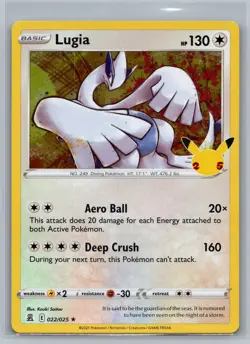 Lugia 022/025 Holo Rare Celebrations Pokemon Lightly played - Image 1