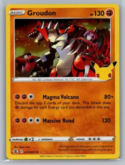 Groudon 017/025 Holo Rare Celebrations Pokemon Lightly played - Image 1