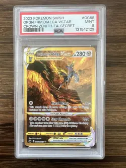 Pokemon TCG 2023 Origin Forme Dialga VSTAR Secret Holo GG68/GG70 PSA 9 - Image 1