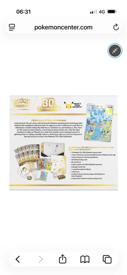 Pokemon Center Elite Trainer Box 30th Celebrations PRESALE - Image 3