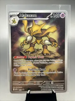 Pokemon Alakazam Full Art 009 Me: Mega Evolution Promo + Sleeve and Case - Image 1