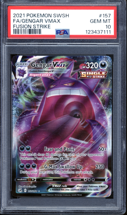 2021 Pokemon Gengar VMAX #157 Fusion Strike Full Art Ultra Rare PSA 10 GEM MINT - Image 1