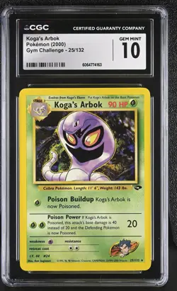 CGC 10 GEM MINT Koga's Arbok 2000 Gym Challenge 25/132 Pokemon Card - Image 1