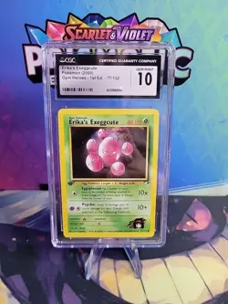 CGC 10 - Pokemon Card - Gym Heroes 77/132 - ERIKA'S EXEGGCUTE (2000) GEM MINT - Image 1