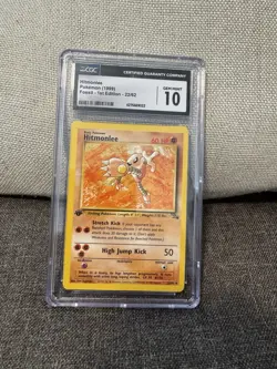 CGC 10 Hitmonlee 1999 Fossil 22/62 Pokemon Card - Image 1