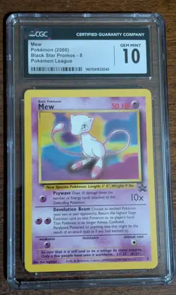 CGC 10 Mew 2000 Black Star Promos 8 Pokemon League Pokemon Card NON HOLO - Image 1