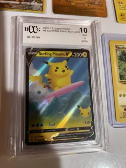 Pikachu 12 Card Mixed Lot Includes BCCG 10 2021 Celebrations Surfing Pikachu V - Image 5