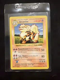 Pokemon TCG Arcanine Base Set, Shadowless Uncommon Card 23/102 MP Condition - Image 1