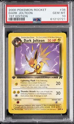 2000 POKEMON ROCKET 1ST EDITION #38 DARK JOLTEON PSA 10 - Image 1