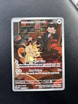 Team Rockets Meowth 203/182 SV10 Destined Rivals Illustrated Card Mint Condition - Image 2