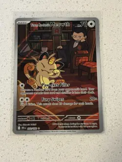 Team Rockets Meowth 203/182 SV10 Destined Rivals Illustrated Card Mint Condition - Image 1