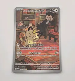 Team Rockets Meowth 203/182 Pokemon TCG Destined Rivals Illustration Rare Card - Image 1