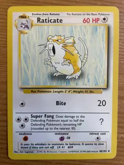 Raticate 40/102 Base Set 1999-2000 4th Print - Image 1