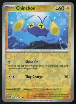 Chinchou 020/091 Common Paldean Fates Pokemon Reverse Holo Near Mint - Image 1