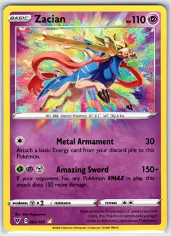 Zacian 082/185 Amazing Rare Vivid Voltage Pokemon Holo Near Mint - Image 1