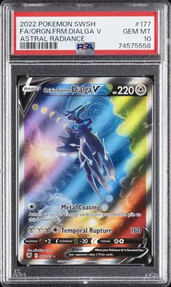 POKEMON SWORD & SHIELD ASTRAL RADIANCE FULL ART/ORIGIN FORME DIALGA V PSA 10 - Image 1