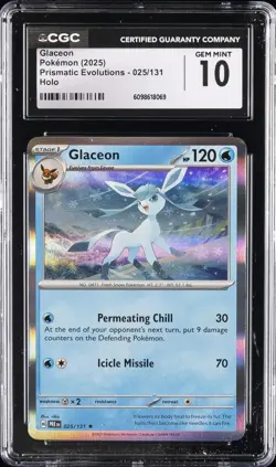2025 POKEMON PRISMATIC EVOLUTIONS HOLO #25 GLACEON CGC 10 GEM MINT - Image 1
