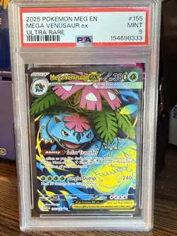 2025 POKEMON MEG EN-MEGA EVOLUTION ULTRA RARE #155 MEGA VENUSAUR EX PSA 9 - Image 1