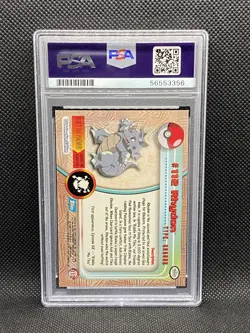 56553356 2000 Pokemon Topps TV Animation Series 2 Rhydon #112 PSA 8 - Image 2
