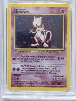 Mewtwo Base Set 1999 Holo 10/102 ACE 7 Graded Vintage WotC Pokemon Card - Image 2